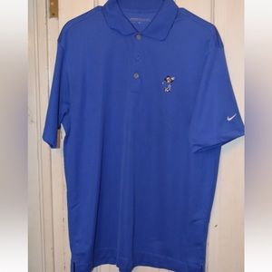 Mickey Mouse Nike Golf Polo Shirt M Blue Solid Fit Dry Performance Short Sleeve